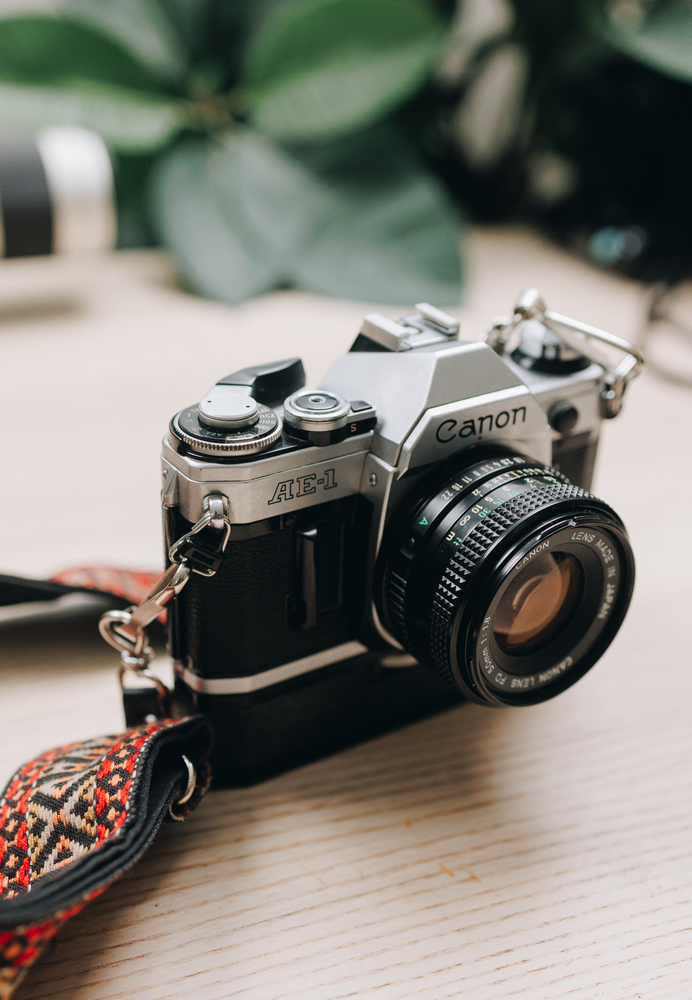 Canon Ae-1 with power winder and 50/ FD 1.8 lens